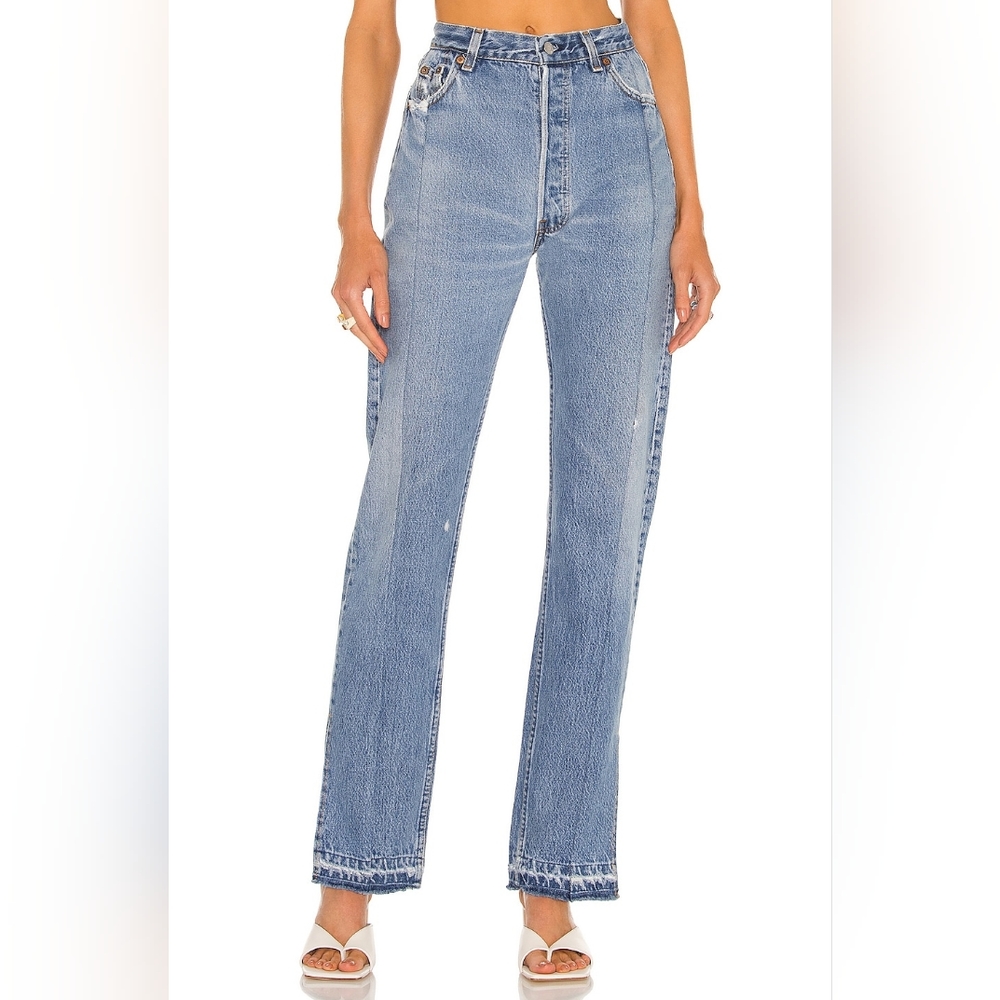 1.  NWT EB DENIM VINTAGE UNRAVELED STRAIGHT LEG IN MEDIUM WASH